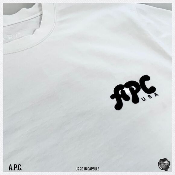A.P.C. MICHAEL COTTON T-SHIRT IN WHITE / BLACK LOGO 2018 U.S. SEASONAL CAPSULE - Picture 5 of 10